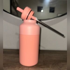 Insulated Coral Water Bottle with Straw Lid